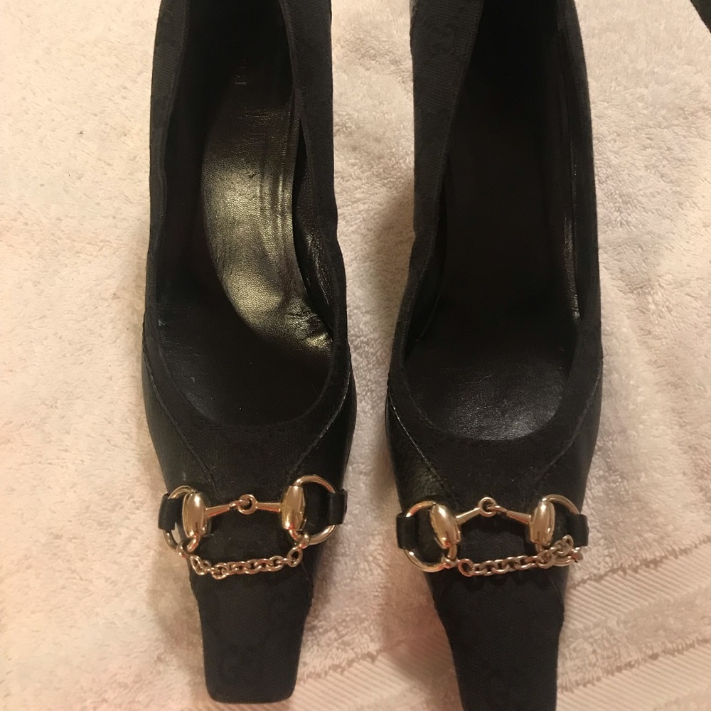 Beautiful Gucci Black Monogram Pump Sz 10